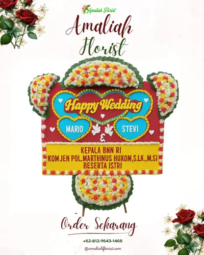 Karangan Papan Bunga Pernikahan di Limba U I